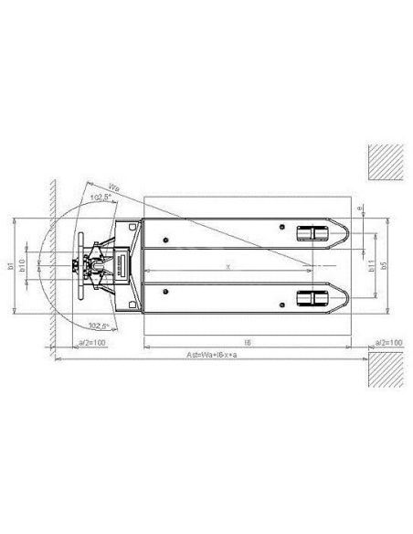 PRAMAC PX20 - Technical drawing with top view