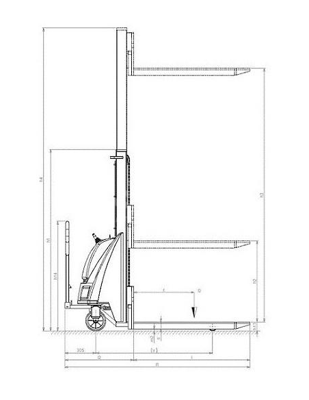 PRAMAC TX10/16 - Technical drawing with profile view