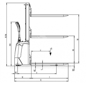 PRAMAC RX10/16 PLUS - Disegno tecnico con vista di profilo