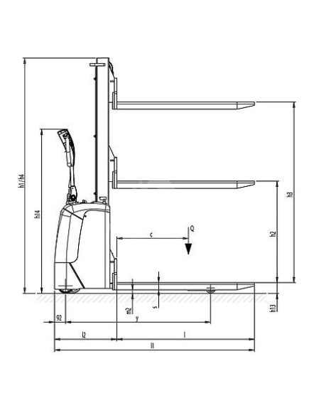 PRAMAC RX10/16 PLUS - Technical drawing with profile view