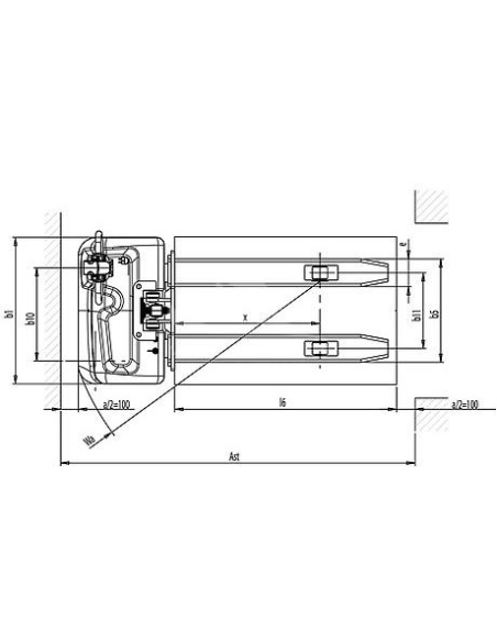 PRAMAC RX10/16 PLUS - Technical drawing with top view