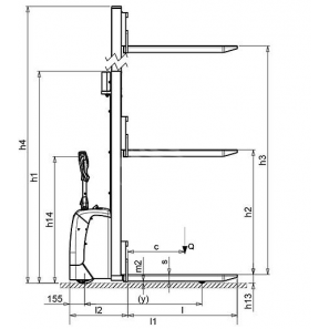 PRAMAC GX12/25 BASIC - Technical drawing with profile view