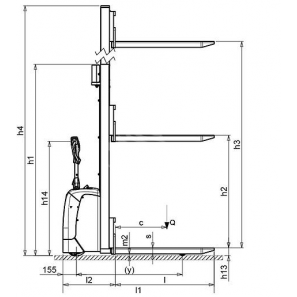 PRAMAC GX12/29 BASIC - Technical drawing with profile view