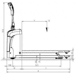 PRAMAC CX14 - Disegno tecnico con vista di profilo