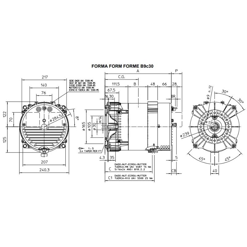 Mecc Alte Single phase brushless alternator 7 KVA with capacitor.