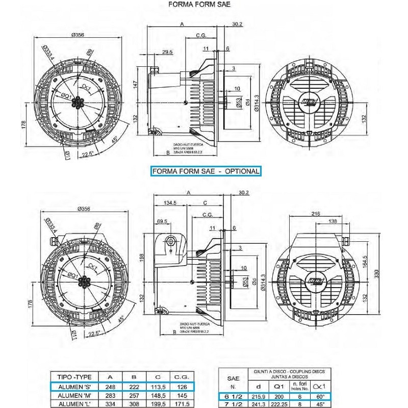 LINZ ALUMEN SB Alternatore Monofase Sincrono 4.2 kVA 60 Hz con Gabbia di Smorzamento