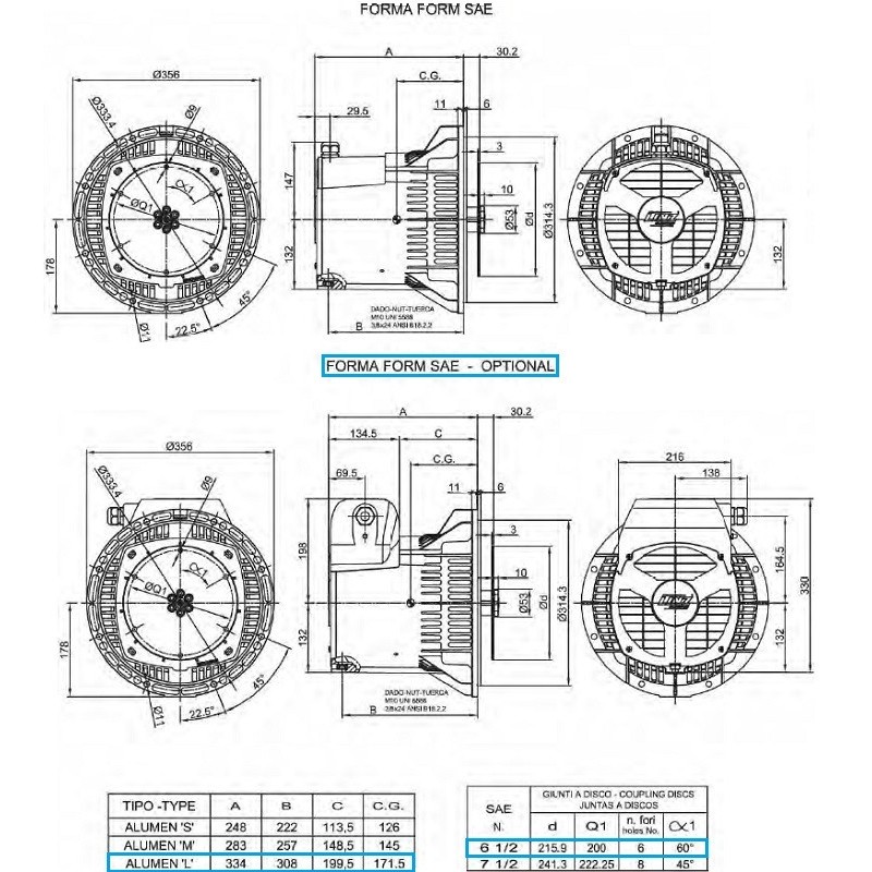 LINZ ALUMEN LF Single-phase alternator 8 kVA 50 Hz with Damping Cage