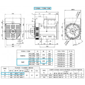 LINZ PRO28S D/4 Three-phase alternator 4 poles 250 kVA 50 Hz AVR