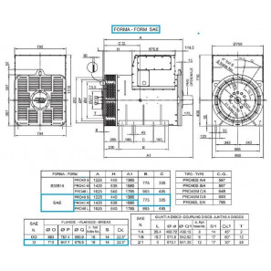 LINZ PRO40S B/4 Alternatore Trifase 4 poli 1050 kVA 50 Hz AVR