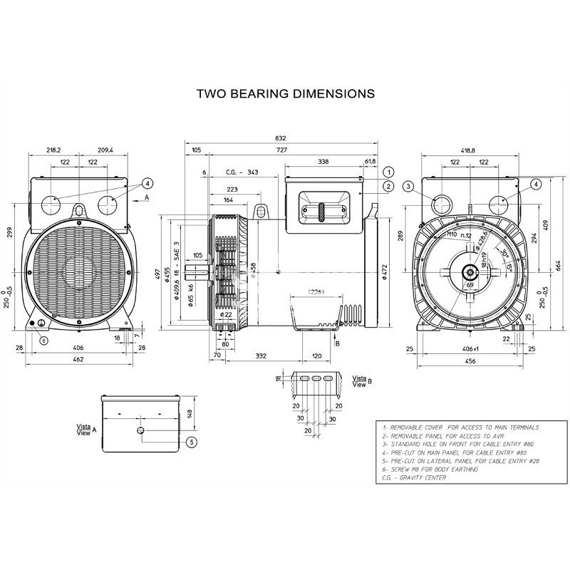 MECC ALTE ECP34-1M/4 C-TYPE ALTERNATORE TRIFASE 125 KVA AVR