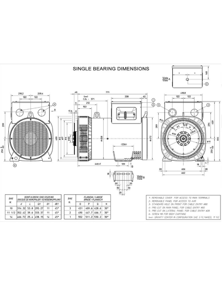 MECC ALTE ECP34-2L/4 C-TYPE THREE PHASE ALTERNATOR 165 KVA AVR