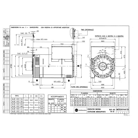 MARELLIMOTORI ALTERNATOR 1050KVA MJB 400 MB4