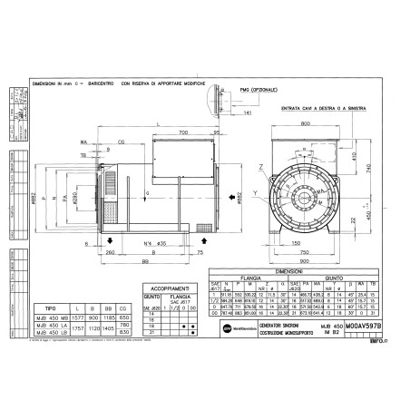 MARELLIMOTORI ALTERNATOR 1500KVA MJB 450 MB4
