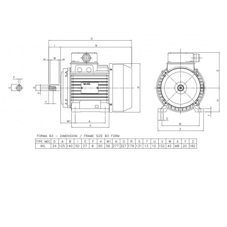 BA.M.E. MEC90L MOTORE 2,6KW 2 POLI
