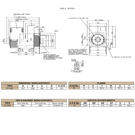 DINGOL DG544E ALTERNATORE TRIFASE 625KVA AVR DINGOL DG544E ALTERNATORE TRIFASE 625KVA AVR