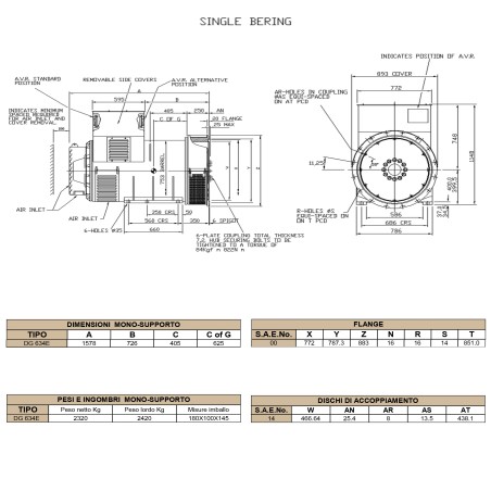 DINGOL DG634E Alternatore Trifase 1000 kVA AVR DINGOL DG634E Alternatore Trifase 1000 kVA AVR
