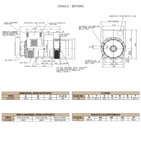 DINGOL DG634F Alternatore Trifase 1130 kVA AVR DINGOL DG634F Alternatore Trifase 1130 kVA AVR