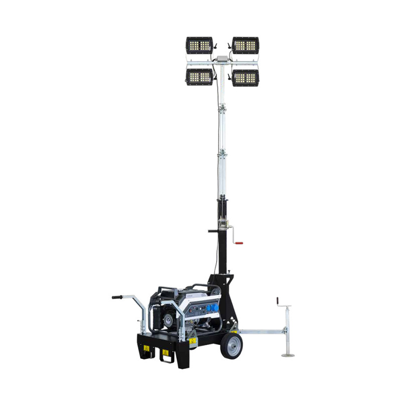 italtower pegaso pro01 lighting tower 4x160 w multiled with hand cart and generator