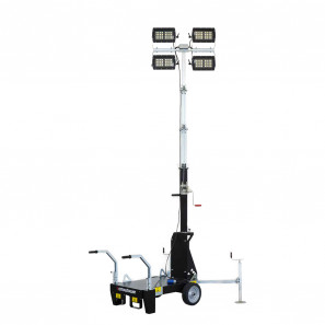 italtower barrow pro01 lighting tower 4x75 w multiled with hand cart