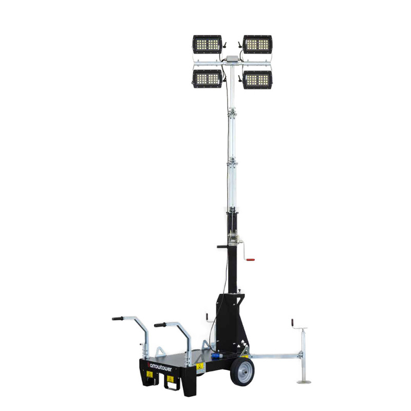 italtower barrow pro01 lighting tower 4x75 w multiled with hand cart
