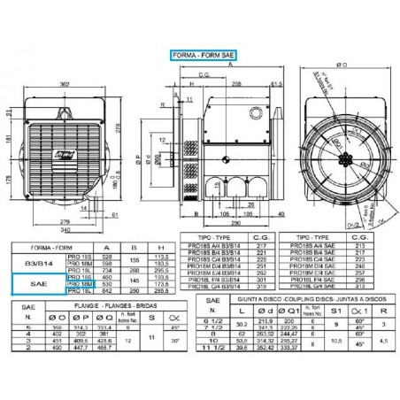 LINZ PRO18M E/4 Three-phase alternator 4 poles 50 kVA 60 Hz AVR
