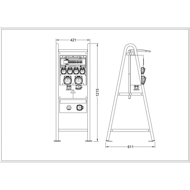 building site switchboard 5 x 16 a 230v 2 x 32 a 400v