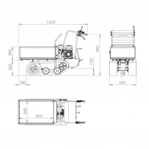 fastverdini minidumper tm350 carrello cingolato con cassone agricolo 350 kg di portata