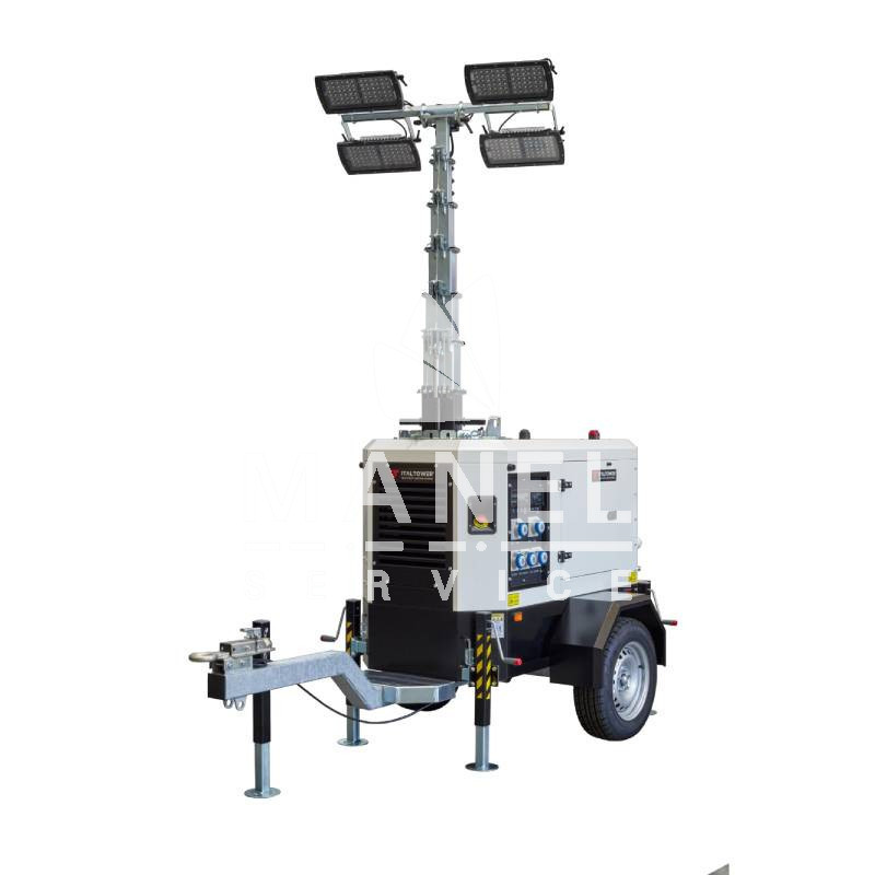 italtower polar light tower 4x320 w multiled with slow trolley and stagev generator
