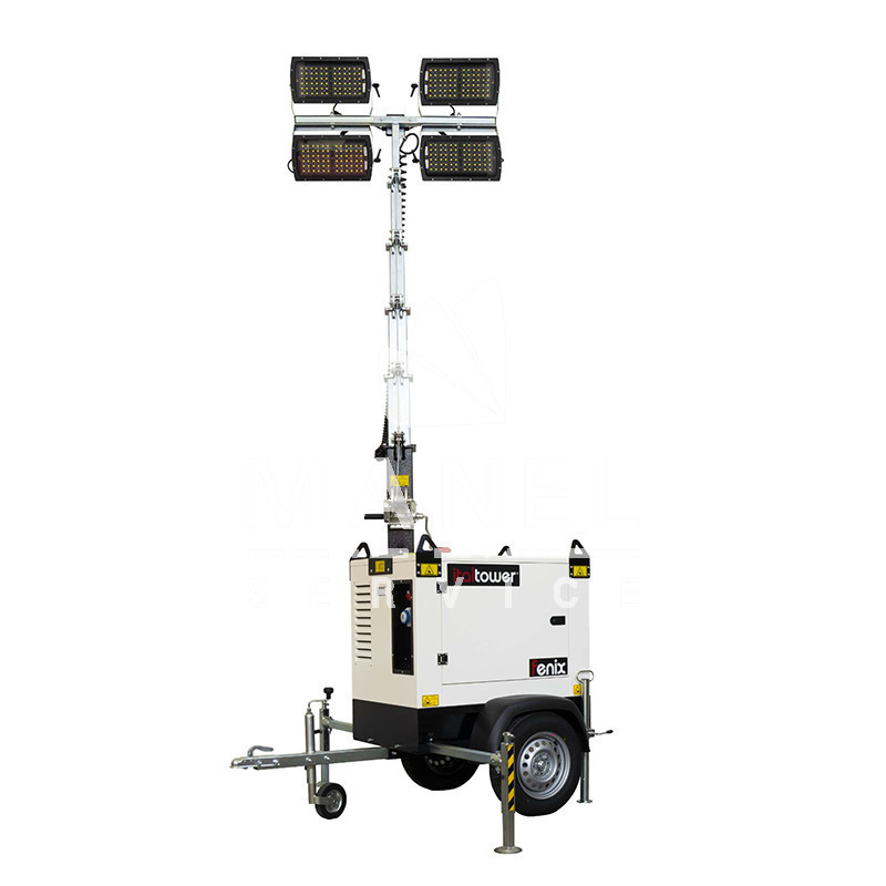italtower fenix pro09 lighting tower 4x320 w multiled with slow trolley and generator