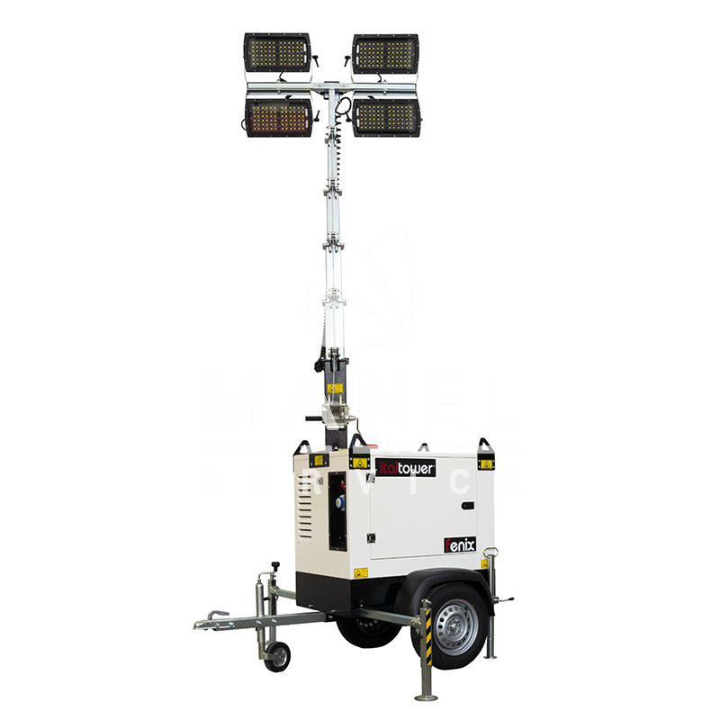 italtower fenix pro15 lighting tower 4x320 w multiled with slow trolley and generator