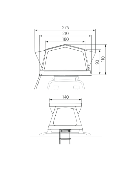Dometic Inflatable Roof Tents TRT 140 AIR dimensions