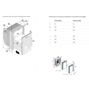 VITRIFRIGO DW51 OCX2 drawer refrigerator dimensions