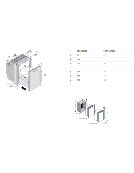 VITRIFRIGO DW62 OCX2 DRINKS dimensions