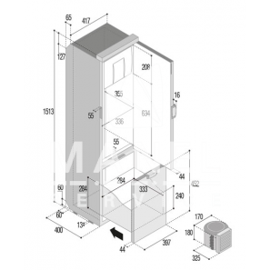 VITRIFRIGO SLIM150 Frigo a Compressore 150lt. Freezer 16 Lt. con Unità Esterna