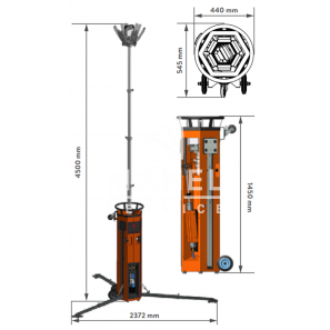 LUXTOWER LUXS10 Torre Faro LED 6X50W 4.5 MT Collegabile in Serie