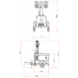Noleggio Torre Faro LUXTOWER LUXM11 LED 8.5 Metri con Generatore 3.5 kVA
