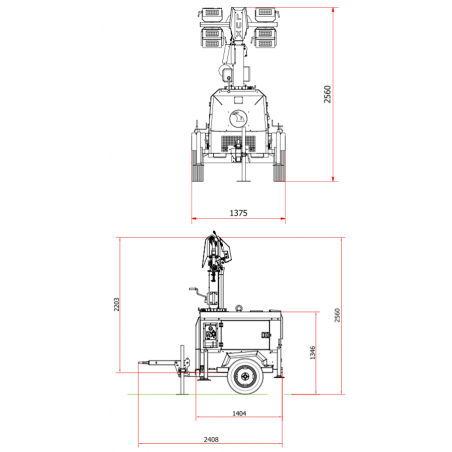 Noleggio Torre Faro LUXTOWER LUXM11 LED 8.5 Metri con Generatore 3.5 kVA