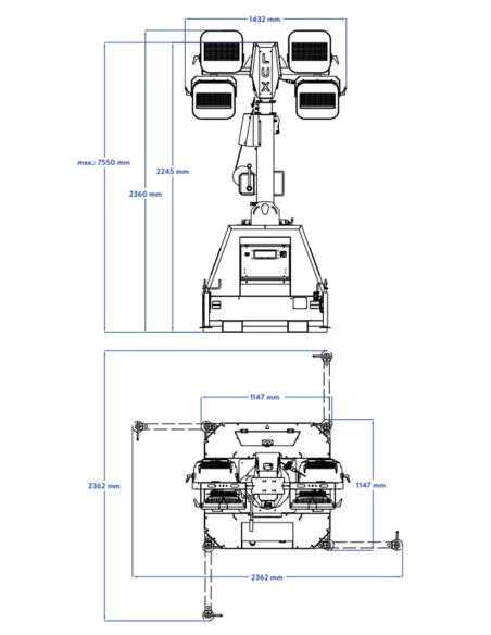 LUXTOWER LUX C23Battery Torre Faro LED 4x100W