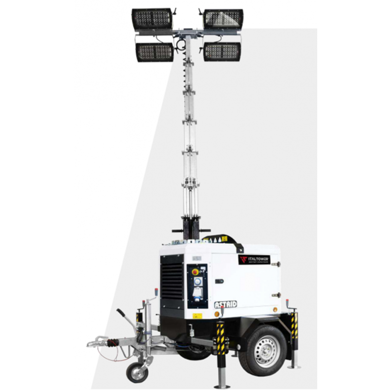 ITALTOWER ASTRID PRO ST-LY 4x320W LED Light Tower with Slow Trolley and Generator