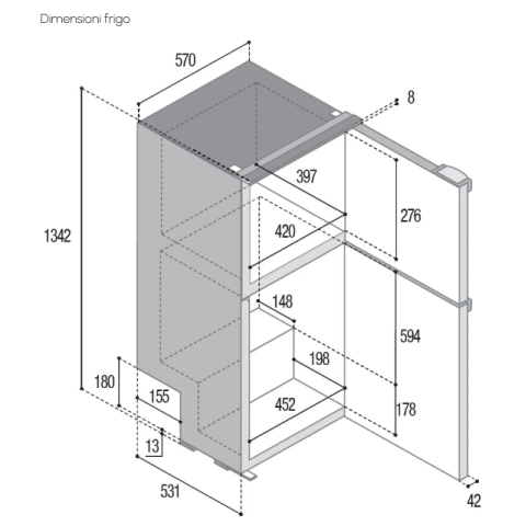 VITRIFRIGO DP260iD CHR Fridge-Freezer 216L